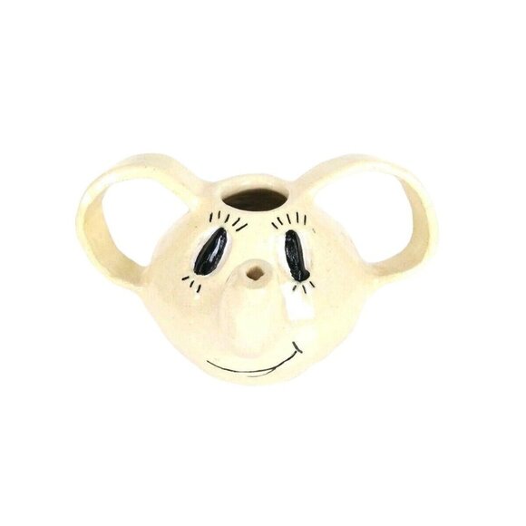 Vintage 60's Studio Pottery Folk Art Elephant Head Jug Decanter Pitcher Planter